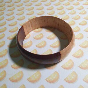 Wooden Two Tone Handcrafted Bracelet Natural Finish Women Beach Core Bangle